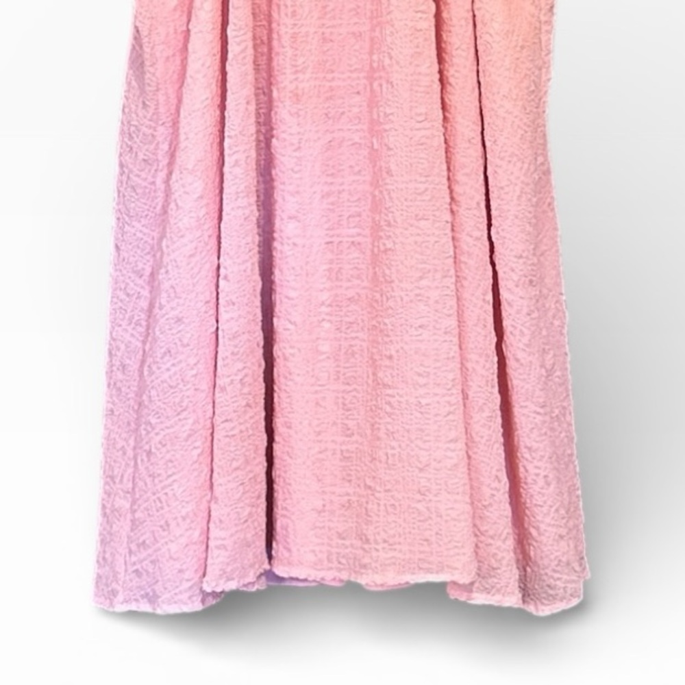 Aura Pink Ruffle Sleeve Mini Dress Loose Fit High Neck Women’s Size Medium - Picture 6 of 11